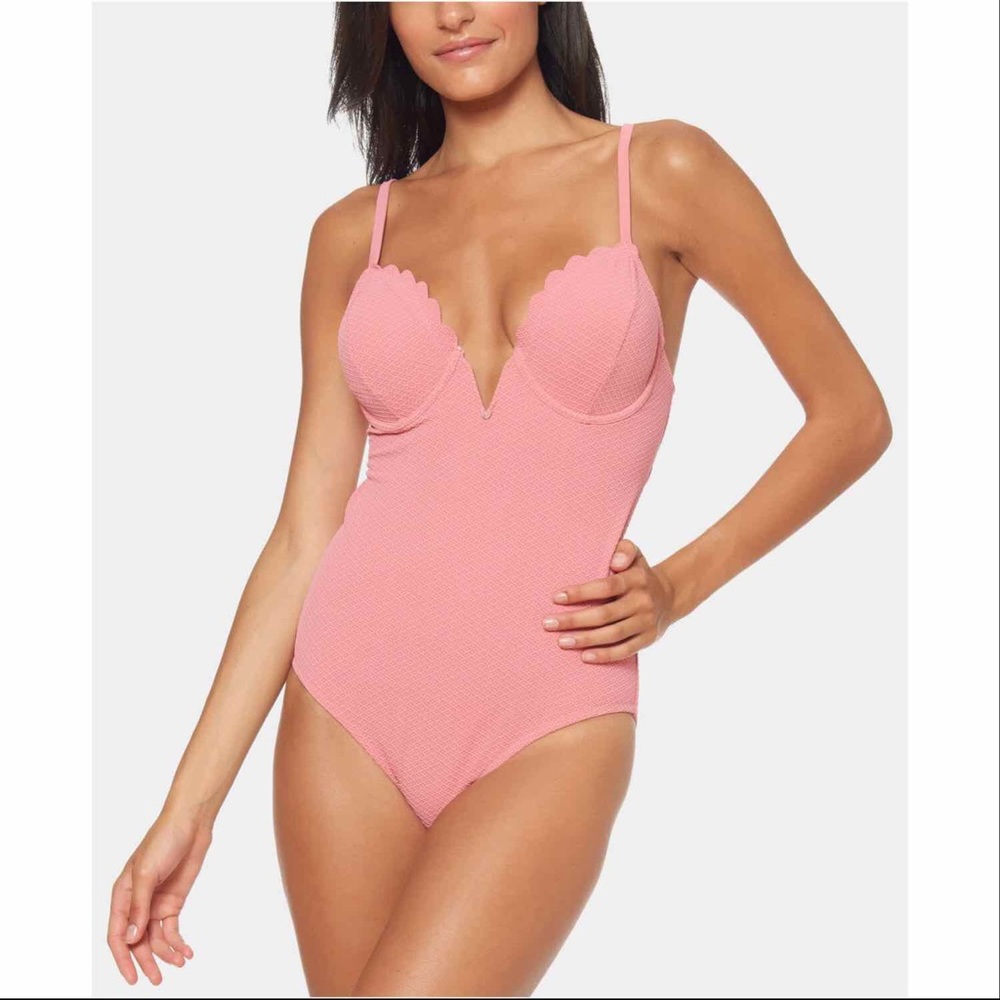 Jessica Simpson Scalloped Edge One-Piece Swimsuit